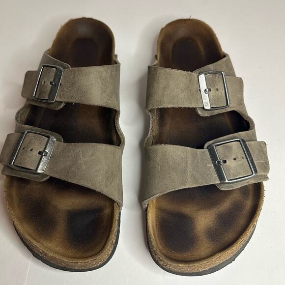 Birkenstock Arizona Soft Footbed Oiled Leather Sandals EU 43 US 10 Faded Khaki main image 8